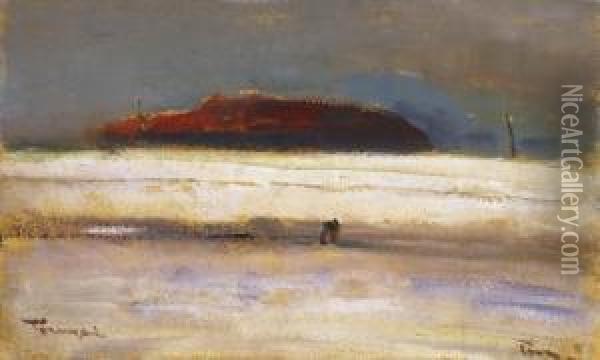 Winter Landscape Oil Painting - Janos Tornyai