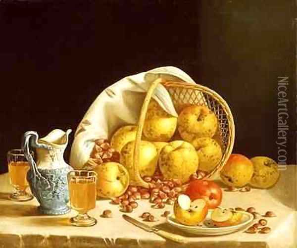 Still Life with Yellow Apples Oil Painting - John Francis