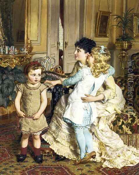 Motherly Love Oil Painting - Edgard Farasyn