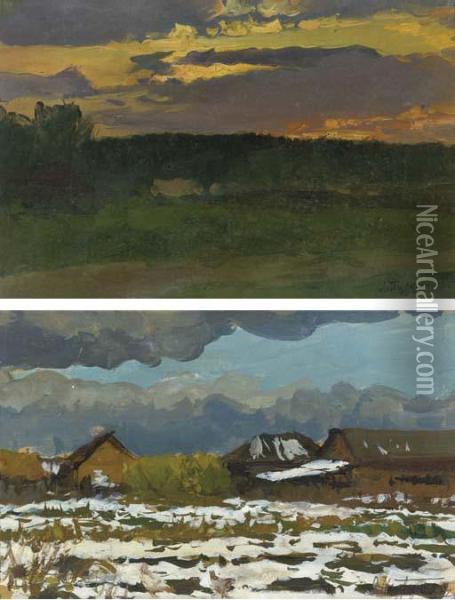 Night Clouds Oil Painting - Leonard Viktorovich Turzhanky