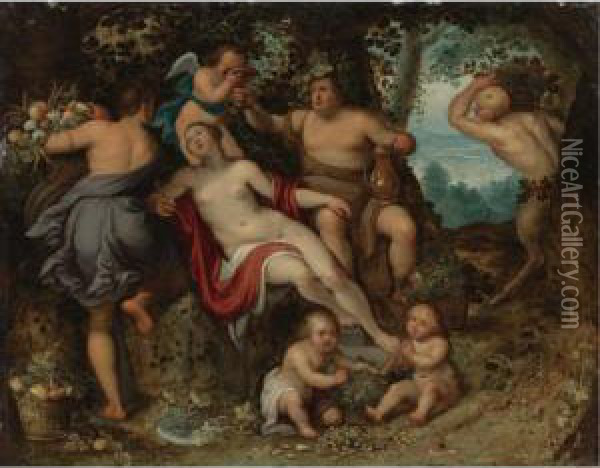 Sine Baccho Et Cerere Friget Venus (without Ceres And Bacchus, Venus Would Freeze) Oil Painting - Pieter Van Avont