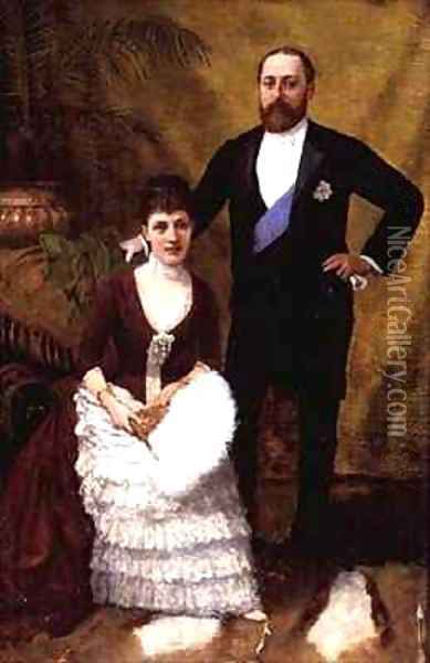King Edward VII 1841-1910 and his wife Queen Alexandra 1844-1925 Oil Painting - R. Forester