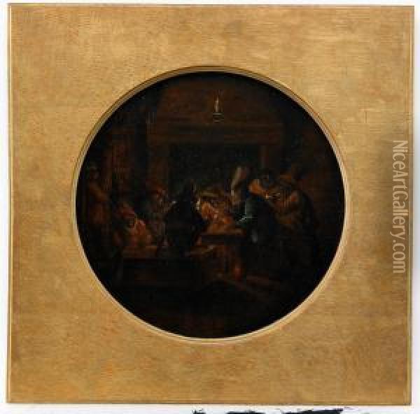 Interior Med Piprokande Apor Oil Painting - Ferdinand van Kessel