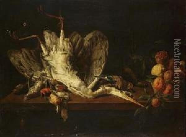 Dead Heron With A Dead Duck Oil Painting - Adriaen van Utrecht