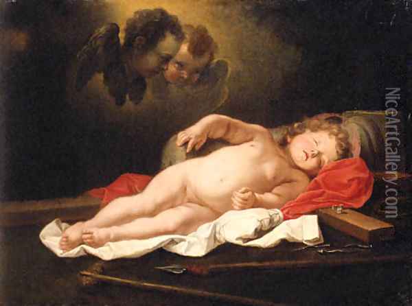 The infant Christ sleeping by the Instruments of the Passion Oil Painting - Govert Teunisz. Flinck