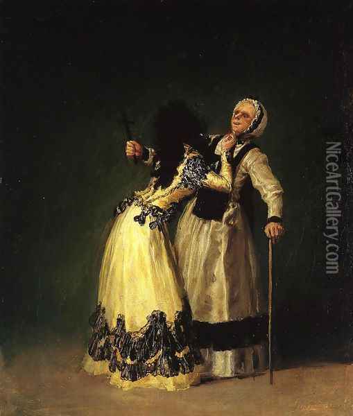 The Duchess of Alba and Her Duenna Oil Painting - Francisco De Goya y Lucientes