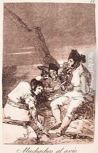 Lads Making Ready Oil Painting - Francisco De Goya y Lucientes