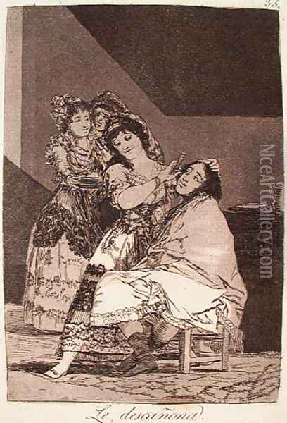 She Fleeces Him Oil Painting - Francisco De Goya y Lucientes