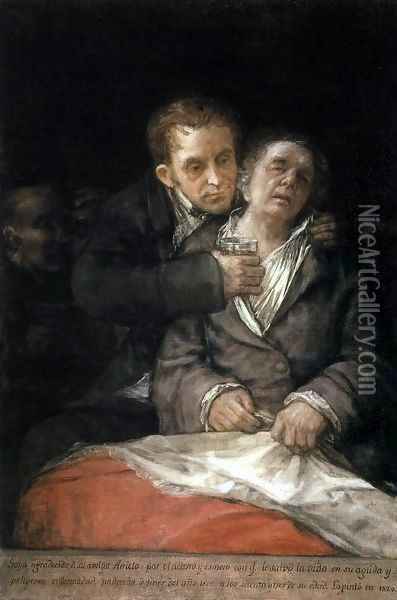 Self-Portrait with Doctor Arrieta 2 Oil Painting - Francisco De Goya y Lucientes