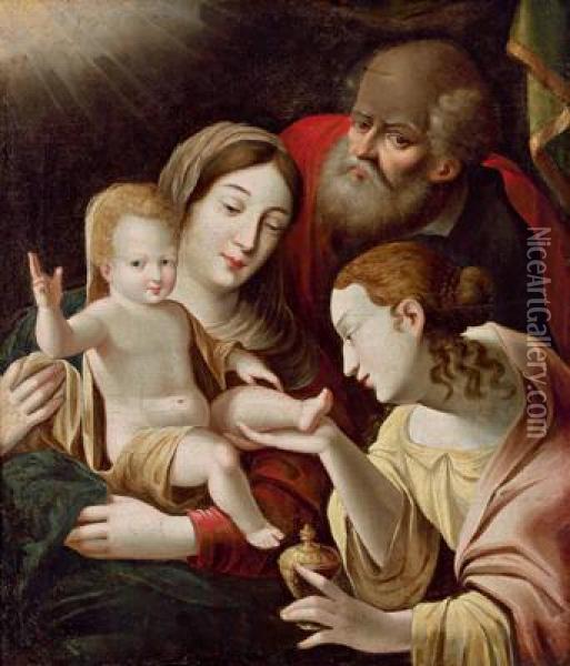 Die Heilige Familie Mit Der Hl. Maria Magdalena Oil Painting - Hans Von Aachen