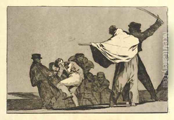 Dos a Uno, meten la Paja en el Culo, from Los Proverbios Oil Painting - Francisco De Goya y Lucientes