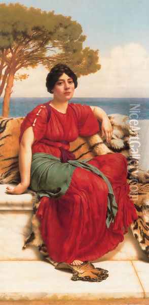By The Blue Ionian Sea Oil Painting - John William Godward