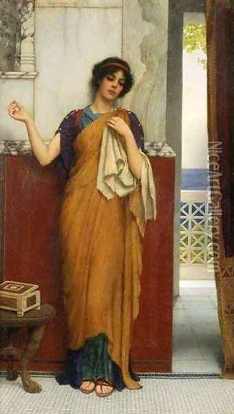 A Stitch in Time (Idle Thoughts) Oil Painting - John William Godward