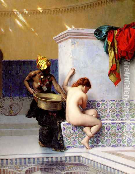 Bain turc ou Bain maure (deux femmes) (Turkish Bath or Moorish Bath (Two Women)) Oil Painting - Jean-Leon Gerome