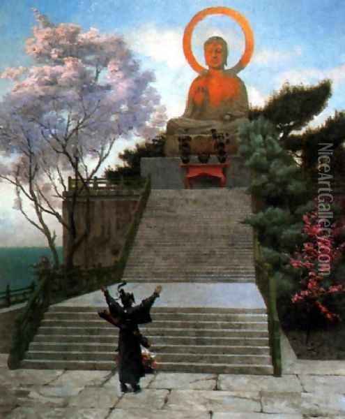A Japanese Imploring A Divinity Oil Painting - Jean-Leon Gerome