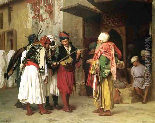 Old Clothing Merchant in Cairo Oil Painting - Jean-Leon Gerome