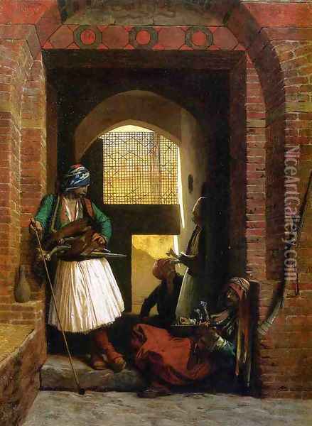Arnauts Of Cairo At The Beb En Nasr Oil Painting - Jean-Leon Gerome