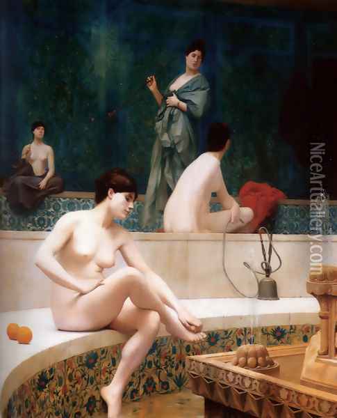 The Harem Bathing Oil Painting - Jean-Leon Gerome