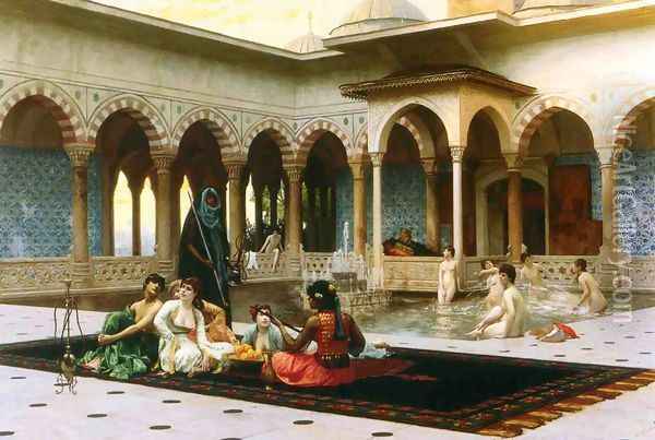 The Harem on the Terrace Oil Painting - Jean-Leon Gerome