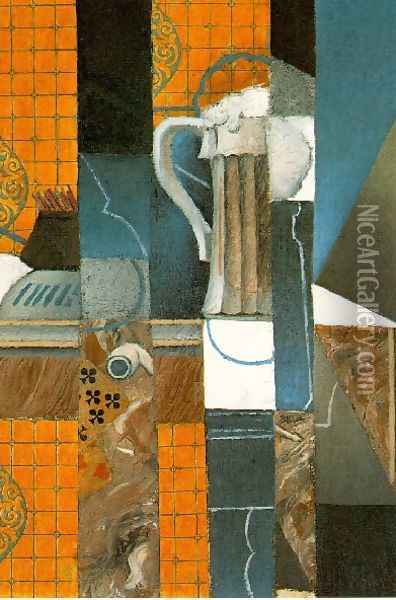 Glass Of Beer And Playing Cards Oil Painting - Juan Gris