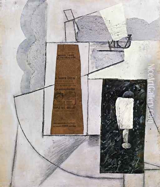 Bottle and Glass I Oil Painting - Juan Gris