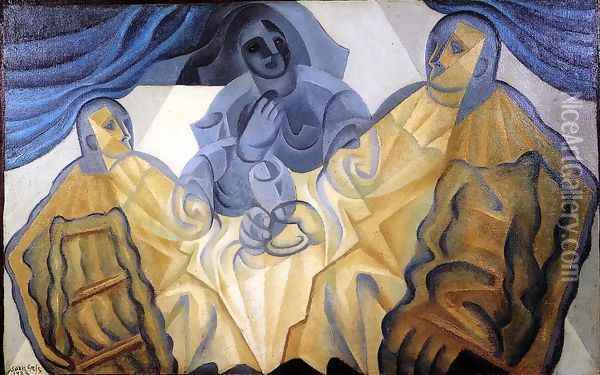 The Three Masks Oil Painting - Juan Gris