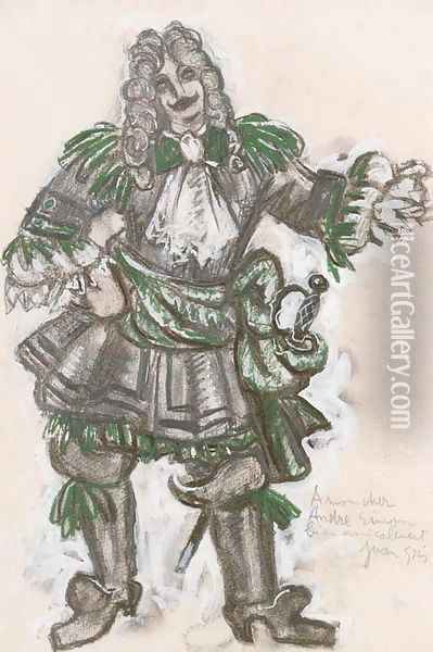 Costume design for a cavalier in 'Les Tentations de la bergere' Oil Painting - Juan Gris