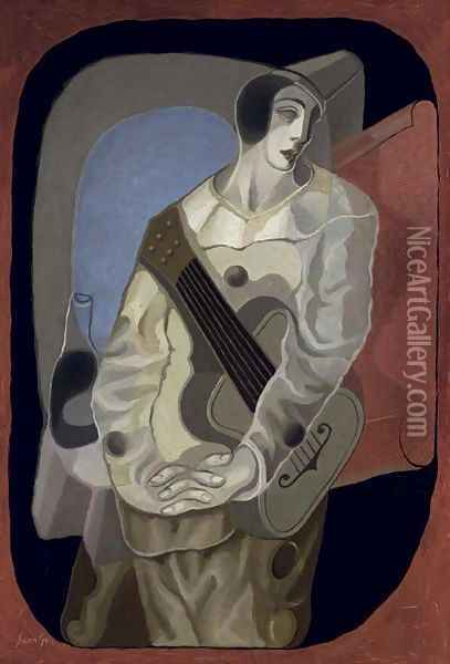 Le Pierrot à la guitare Oil Painting - Juan Gris