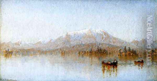 Mount Katahdin from Lake Millinocket Oil Painting - Sanford Robinson Gifford