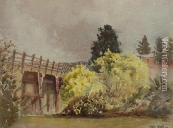 Wattle By The Bridge Oil Painting - Walter Withers