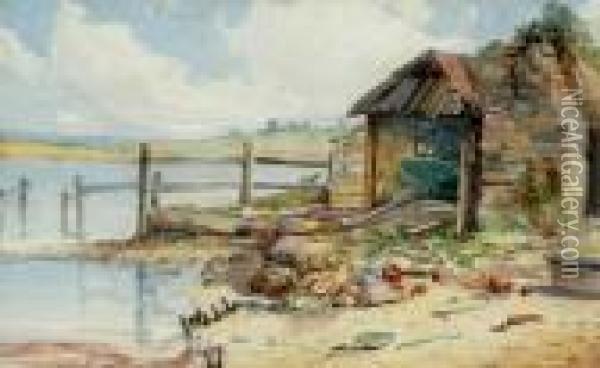 The Boat Shed Oil Painting - Walter Withers