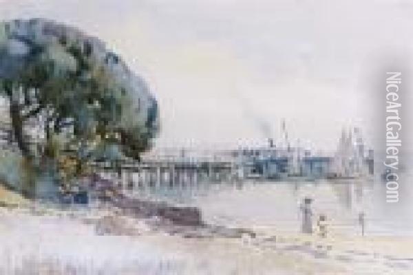 Cowes Pier, Victoria Oil Painting - Walter Withers
