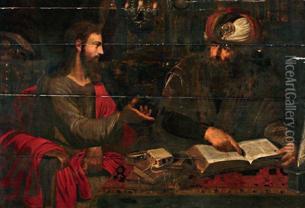 Nicodemus In De Nacht Op Bezoek Bij Jezus Oil Painting - Artus Wollfort