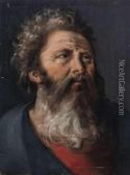 Study Of A Beardedman's Head. Oil/oak Oil Painting - Artus Wollfort