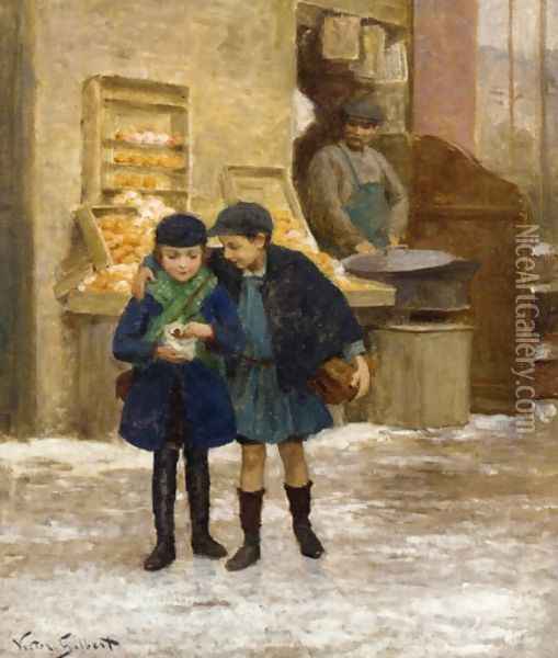 Sharing the Treats Oil Painting - Victor-Gabriel Gilbert