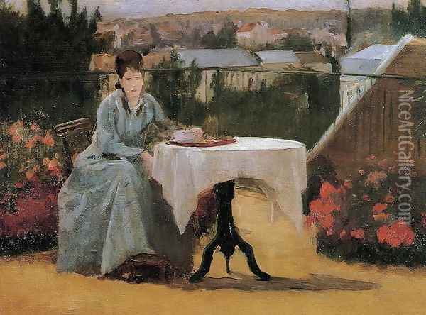 Afternoon Tea or On the Terrace, 1875 Oil Painting - Eva Gonzales