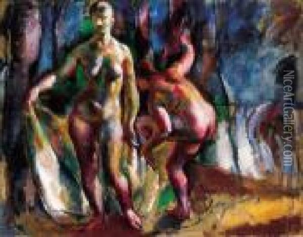 Bathers, About 1924 Oil Painting - Vilmos Aba-Novak