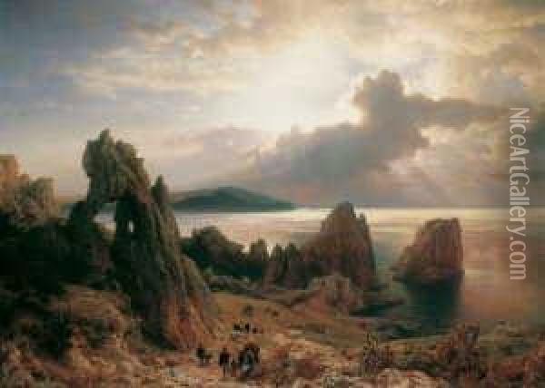 An Der Kuste Von Capri. Oil Painting - Andreas Achenbach