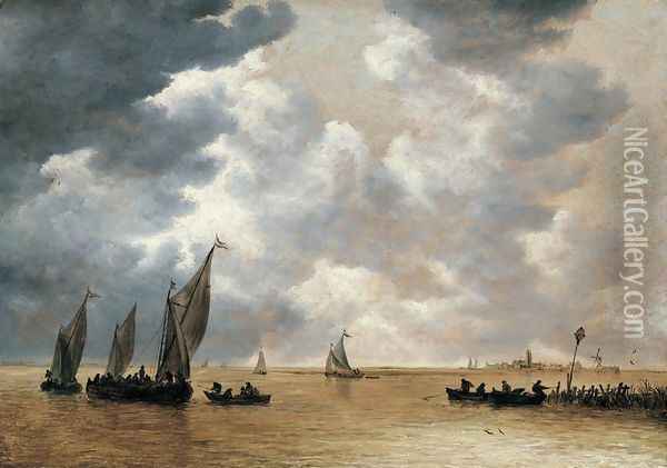 An Estuary Scene 1652-54 Oil Painting - Jan van Goyen