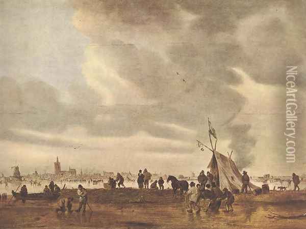 View of The Hague in Winter 1645 Oil Painting - Jan van Goyen
