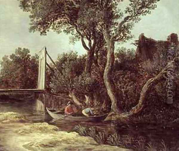 Landscape with Bridge Oil Painting - Jan van Goyen