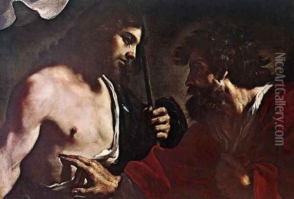 Doubting Thomas Oil Painting - Giovanni Francesco Barbieri