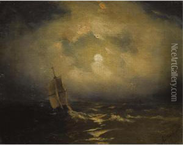 Shipping In The Moonlight Oil Painting - Ivan Konstantinovich Aivazovsky