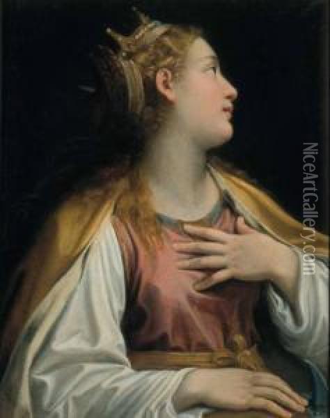 Santa Caterina D'alessandria Oil Painting - Francesco Albani