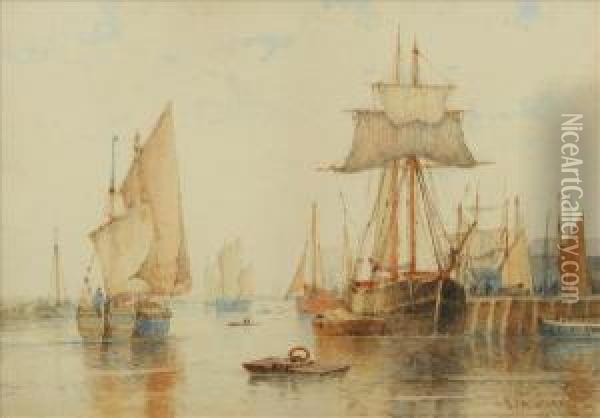 Teignmouth Quay And Harbour Oil Painting - Frederick James Aldridge