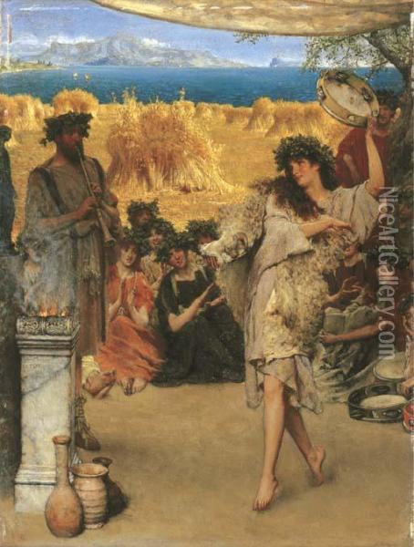 A Harvest Festival Oil Painting - Sir Lawrence Alma-Tadema