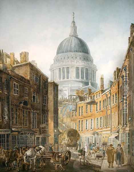 St Pauls from St Martins le Grand Oil Painting - Thomas Girtin