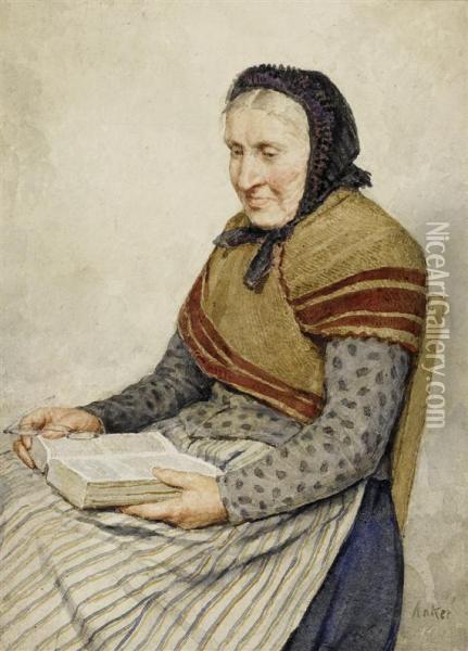 Grandmother Reading The Bible Oil Painting - Albert Anker