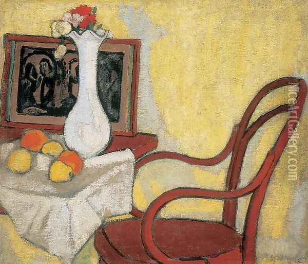 Interior with Thonet-chair c. 1908 Oil Painting - Sandor Galimberti