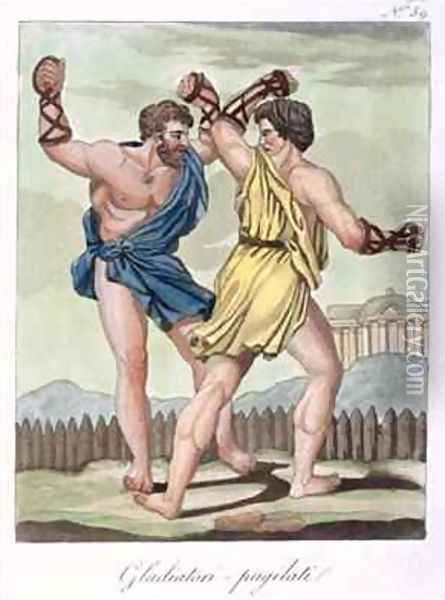 Gladiators from Antique Rome Oil Painting - Jacques Grasset de Saint-Sauveur